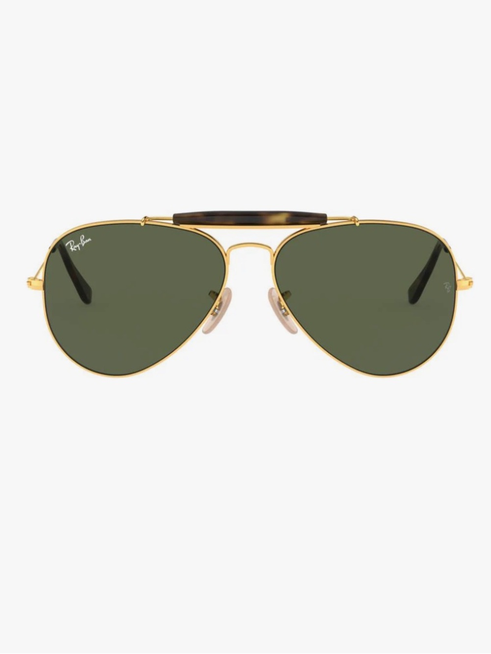 RAY BAN Oversized Aviator Gold Metal Frame Green Lens Outdoorsman II Havana